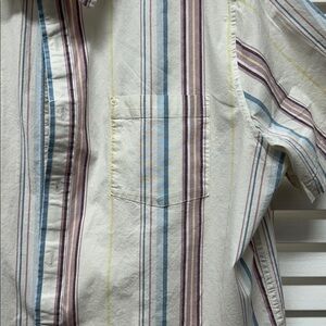 Goodfellow & Co Men’s Short Sleeve Striped Button-Up Shirt - White/Multi